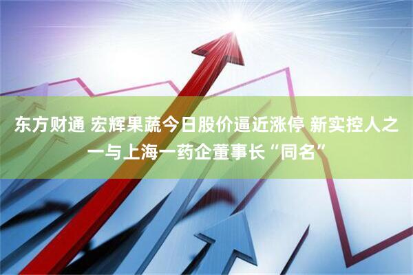 东方财通 宏辉果蔬今日股价逼近涨停 新实控人之一与上海一药企董事长“同名”